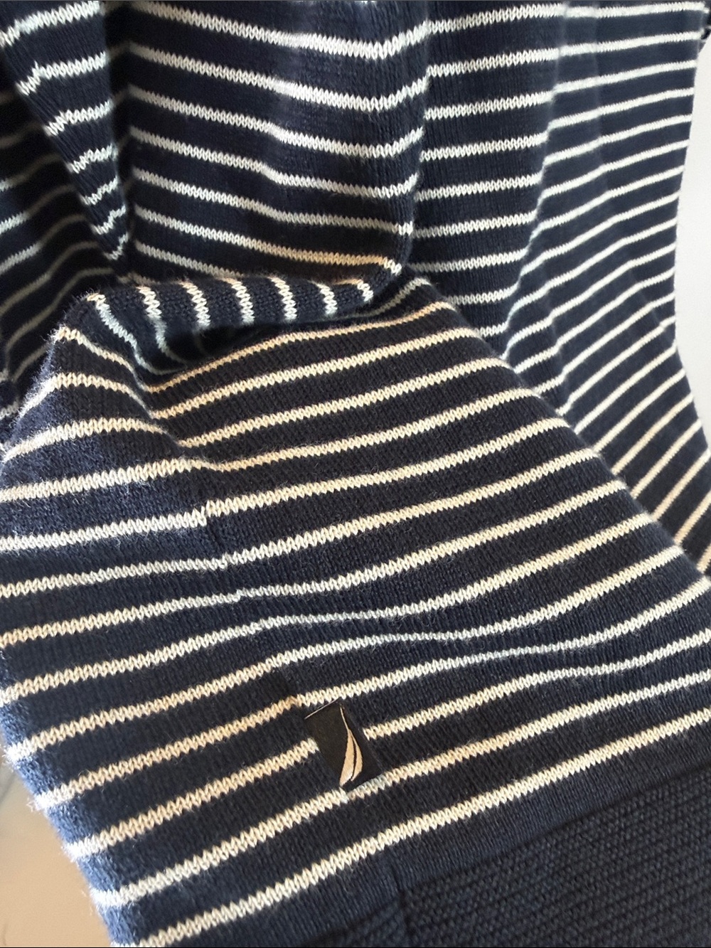 Nautica Navy and White Striped Boatneck Long-Sleeve Top. Size XL - Picture 9 of 11